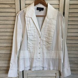 NWT Jones New York White Oxford Tuxedo Blouse 1X